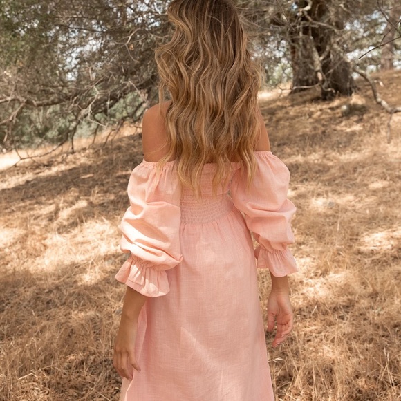 Christen Peach Linen Dress - Picture 10 of 16
